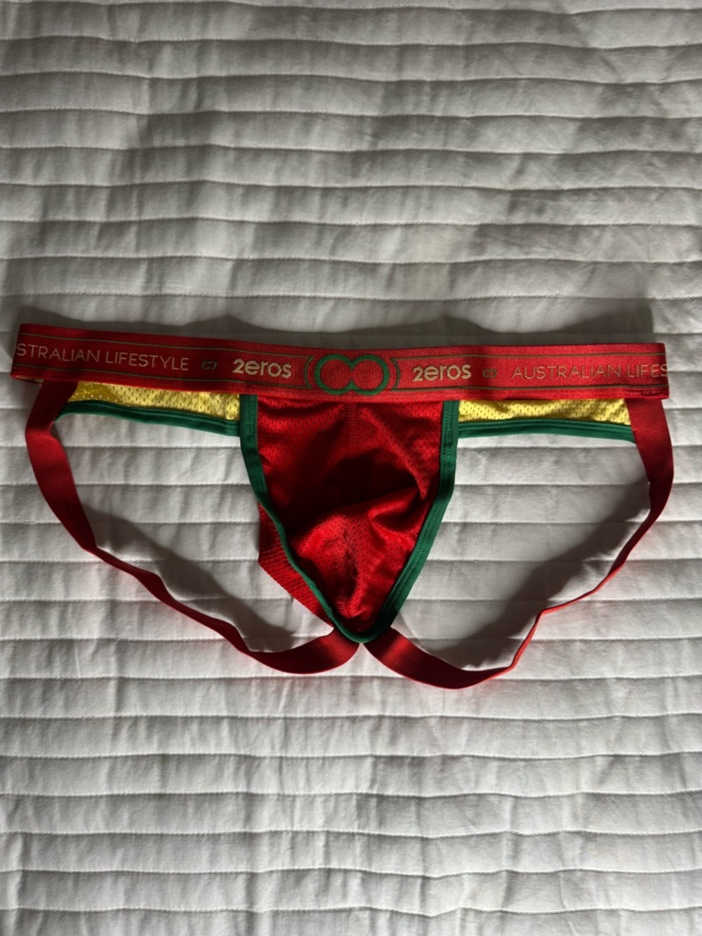 2EROS Red Athletic Jockstrap with Green Trim